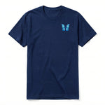 A navy short-sleeve crewneck t-shirt for adult featuring a graphic of a arthropods animal on the left chest.