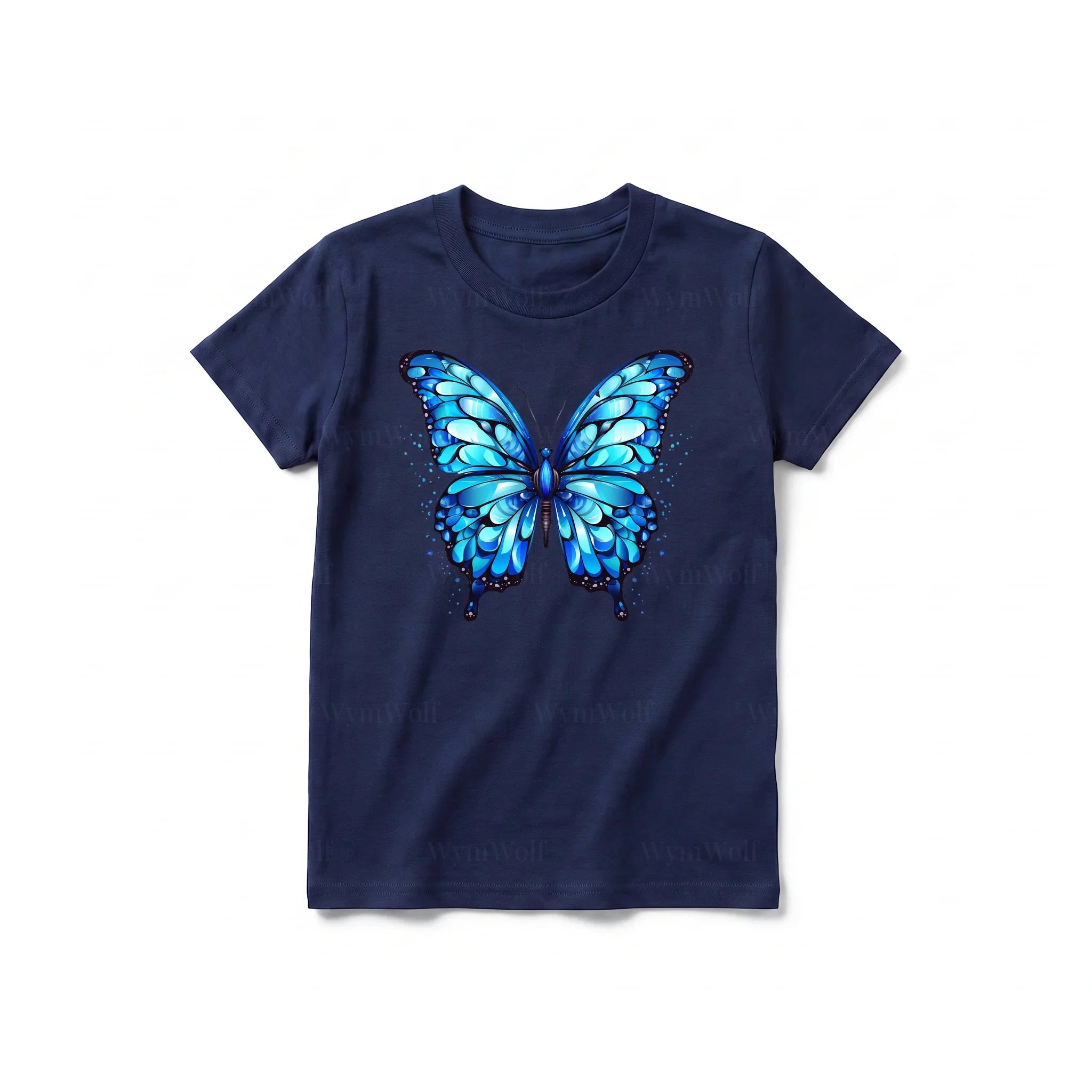 A navy short-sleeve crewneck t-shirt for youth featuring a graphic of a arthropods animal on the front.