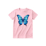 A pink short-sleeve crewneck t-shirt for youth featuring a graphic of a arthropods animal on the front.