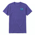 A purple short-sleeve crewneck t-shirt for adult featuring a graphic of a arthropods animal on the left chest.