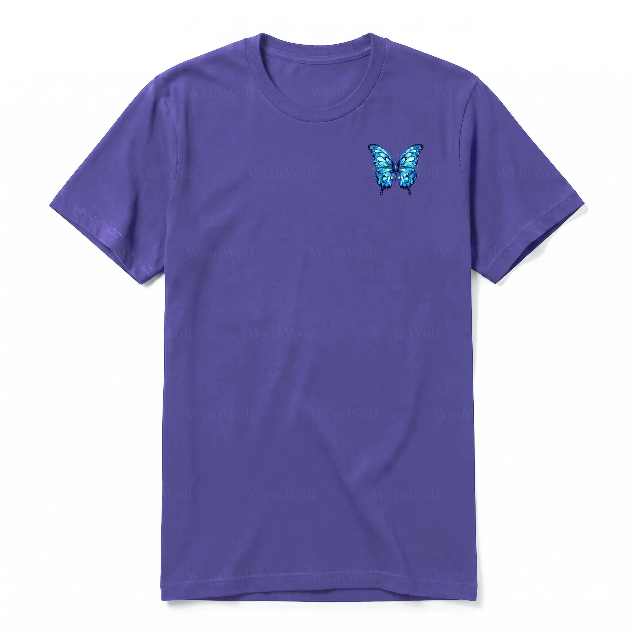 A purple short-sleeve crewneck t-shirt for adult featuring a graphic of a arthropods animal on the left chest.