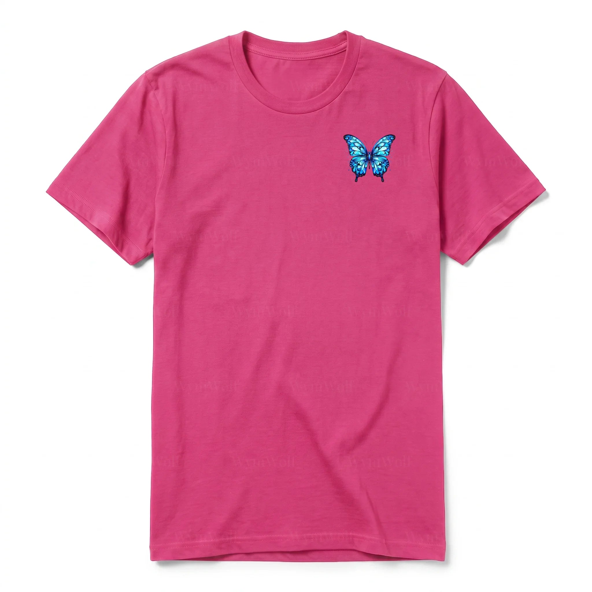 A raspberry short-sleeve crewneck t-shirt for adult featuring a graphic of a arthropods animal on the left chest.