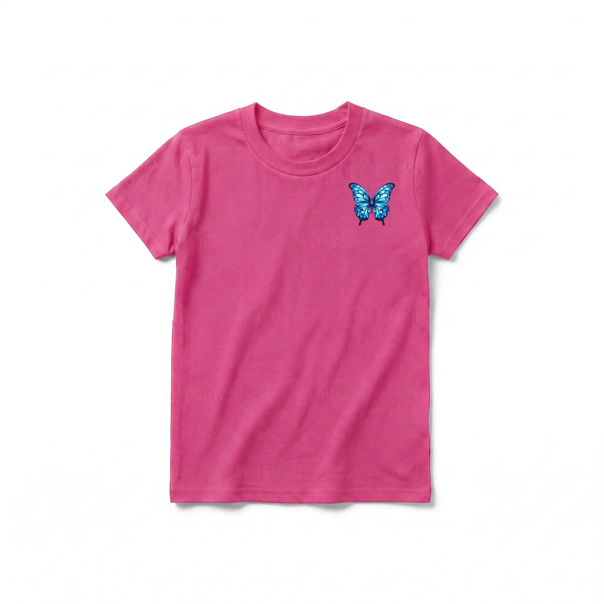 A raspberry short-sleeve crewneck t-shirt for youth featuring a graphic of a arthropods animal on the left chest.