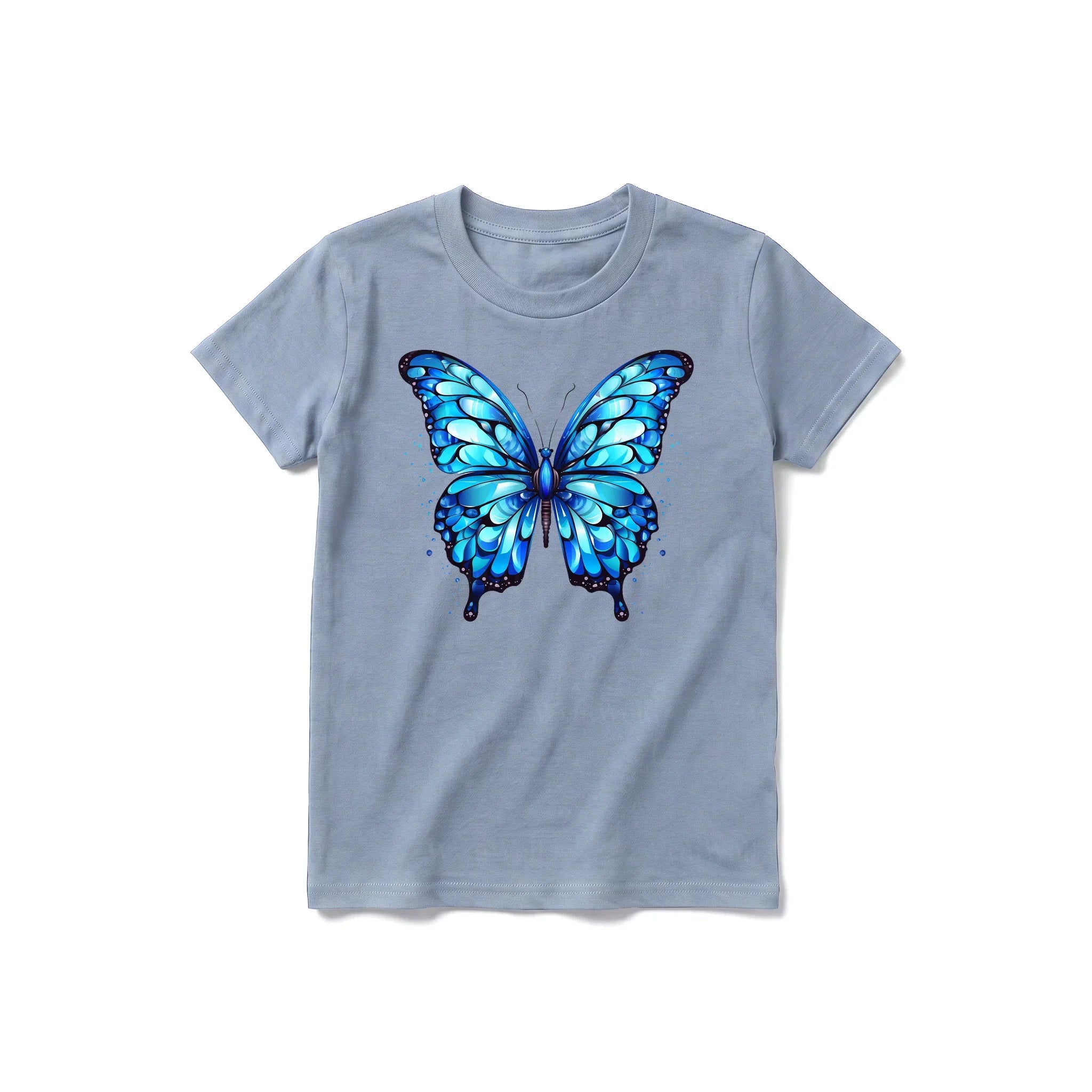 A steel-blue short-sleeve crewneck t-shirt for youth featuring a graphic of a arthropods animal on the front.