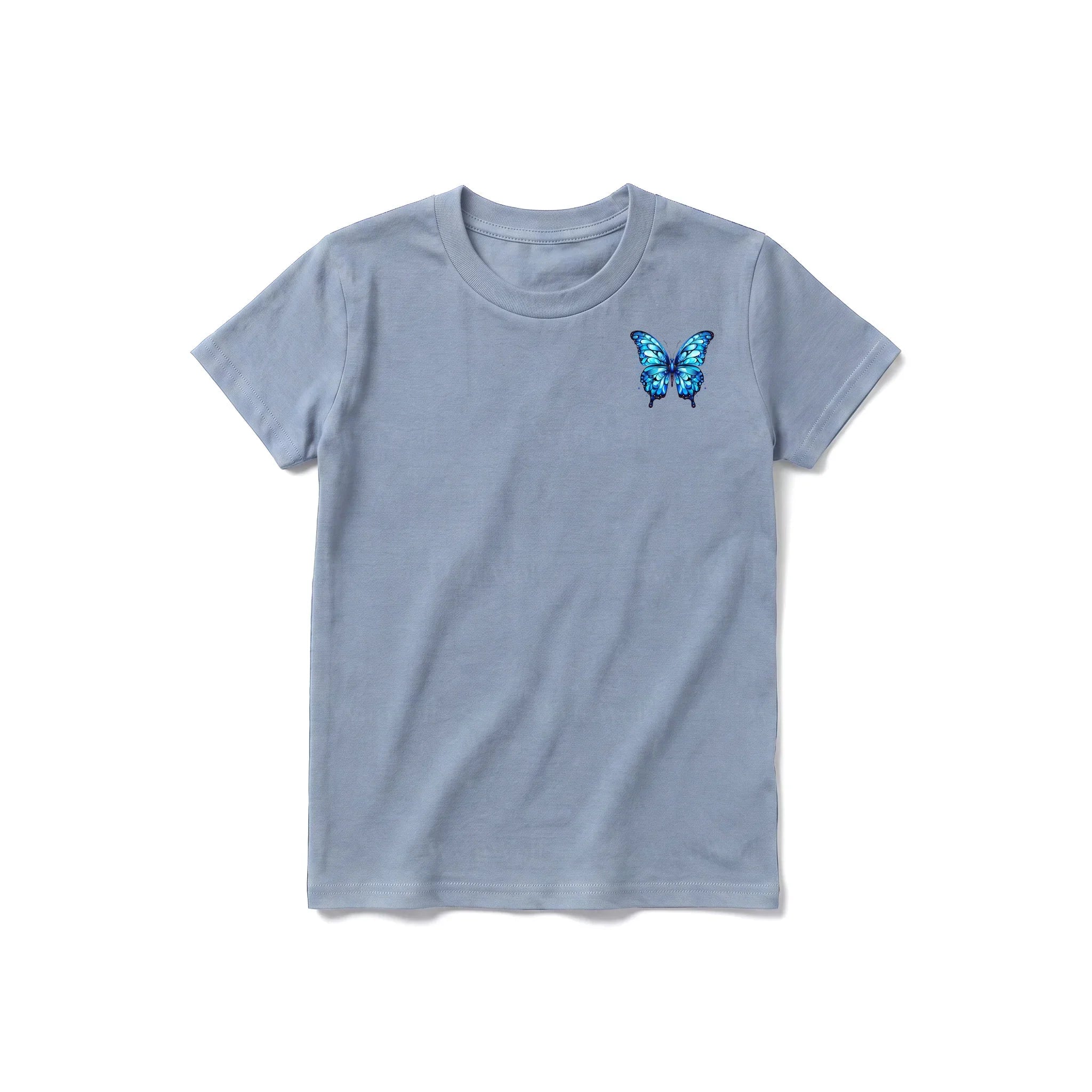 A steel-blue short-sleeve crewneck t-shirt for youth featuring a graphic of a arthropods animal on the left chest.