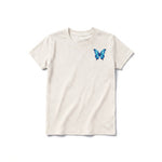 A vintage-white short-sleeve crewneck t-shirt for youth featuring a graphic of a arthropods animal on the left chest.
