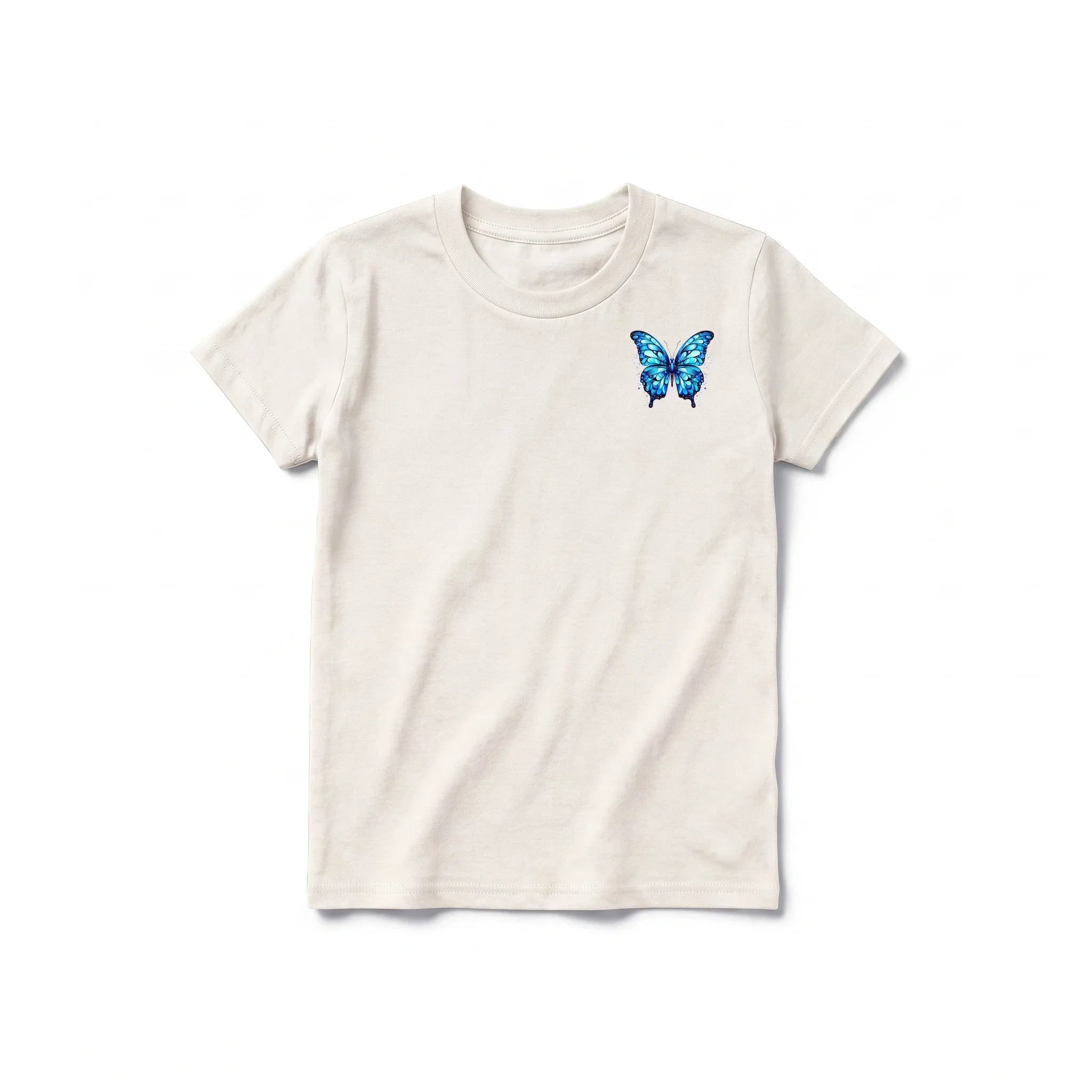 A vintage-white short-sleeve crewneck t-shirt for youth featuring a graphic of a arthropods animal on the left chest.