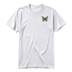 A ash grey short-sleeve crewneck t-shirt for adult featuring a graphic of a arthropods animal on the left chest.