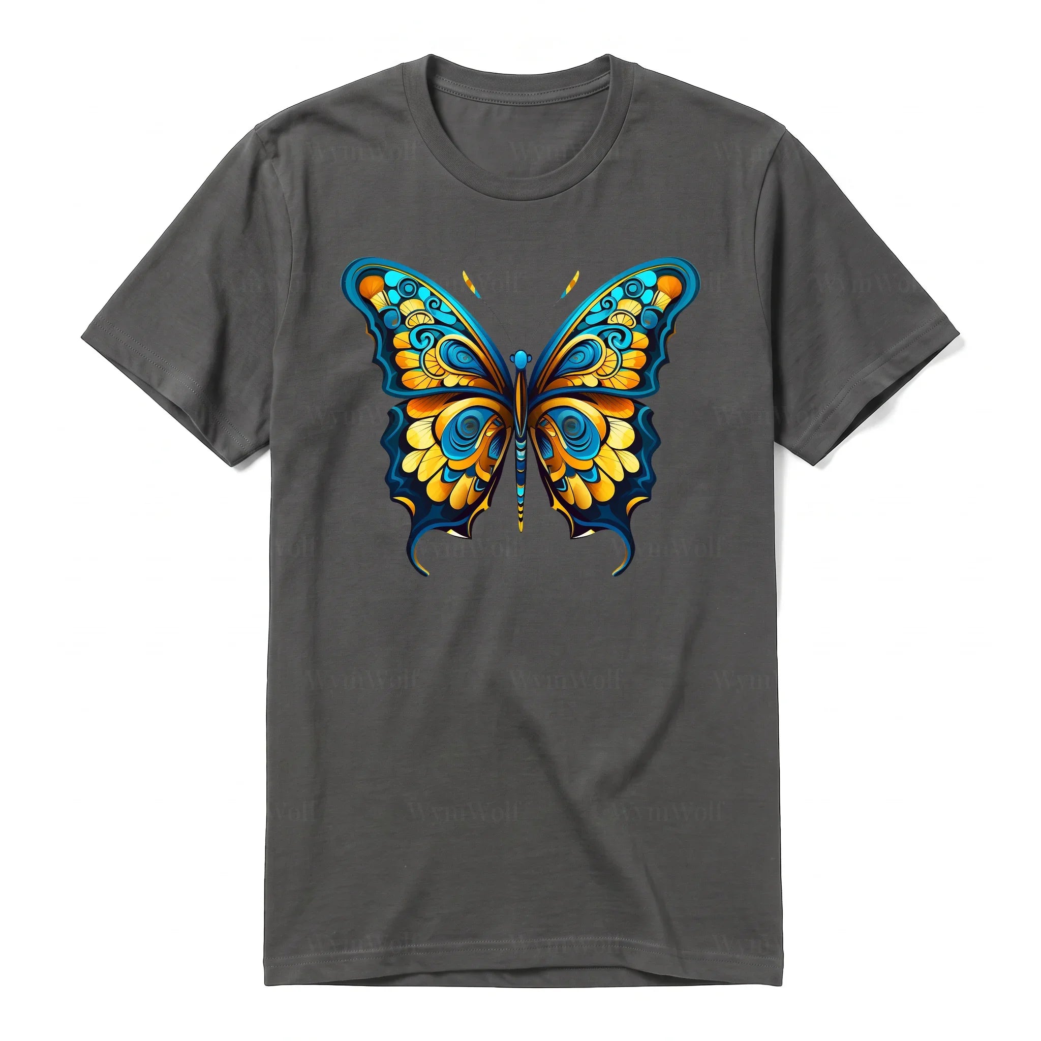 A charcoal short-sleeve crewneck t-shirt for adult featuring a graphic of a arthropods animal on the front.