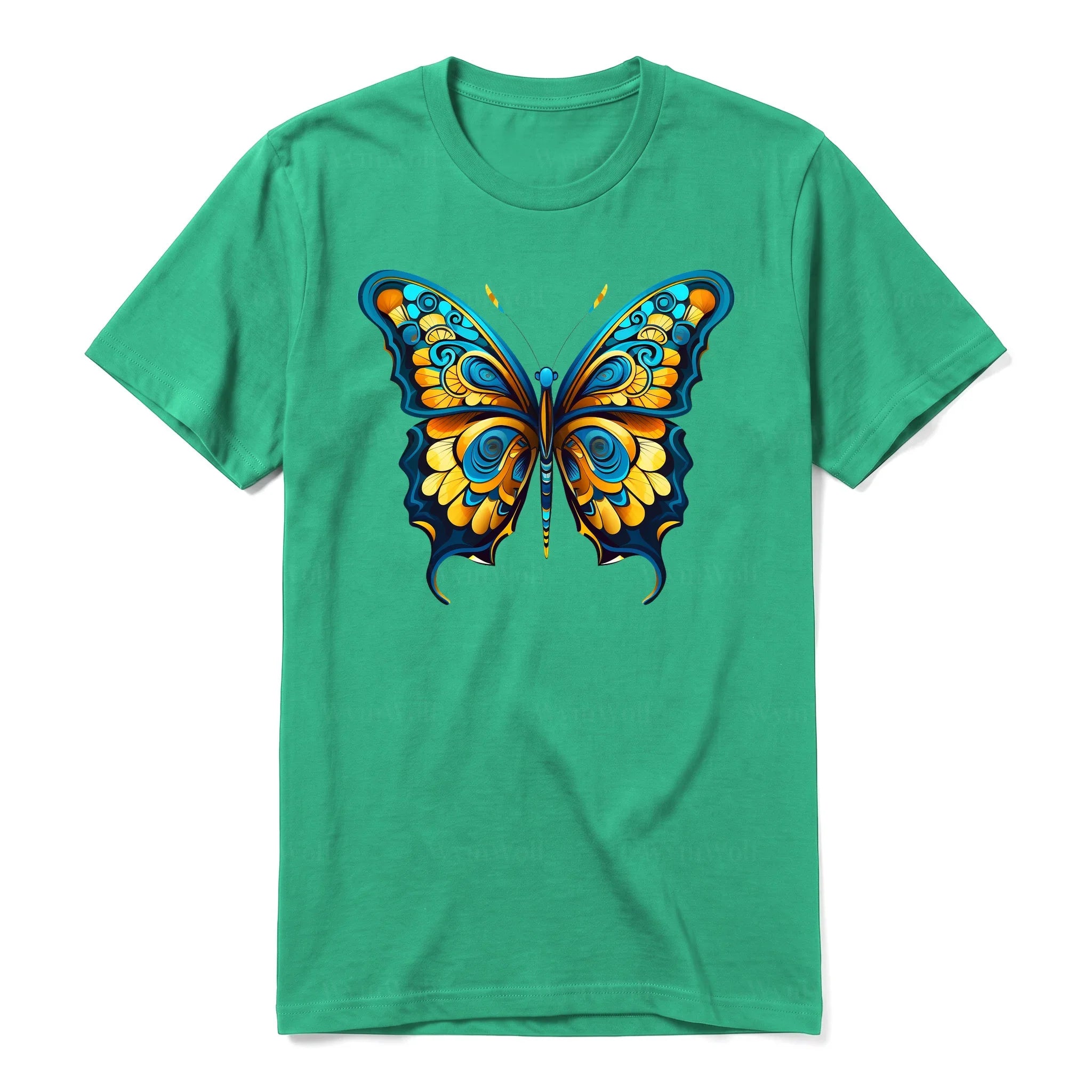 A kelly short-sleeve crewneck t-shirt for adult featuring a graphic of a arthropods animal on the front.