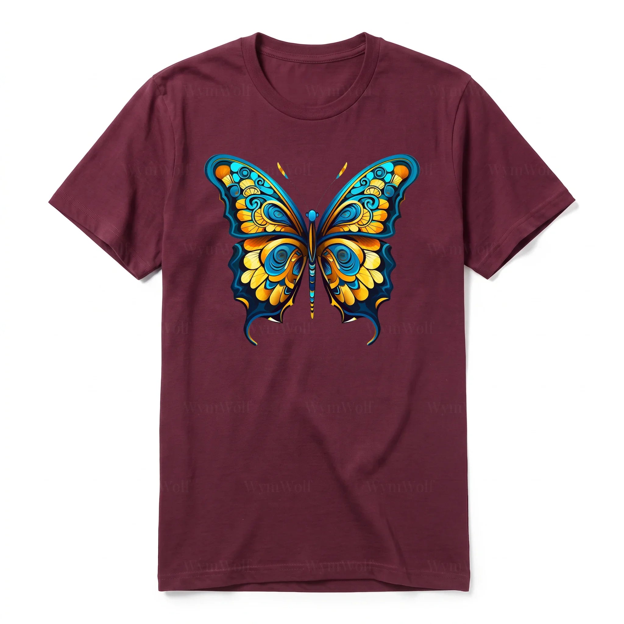 A maroon short-sleeve crewneck t-shirt for adult featuring a graphic of a arthropods animal on the front.