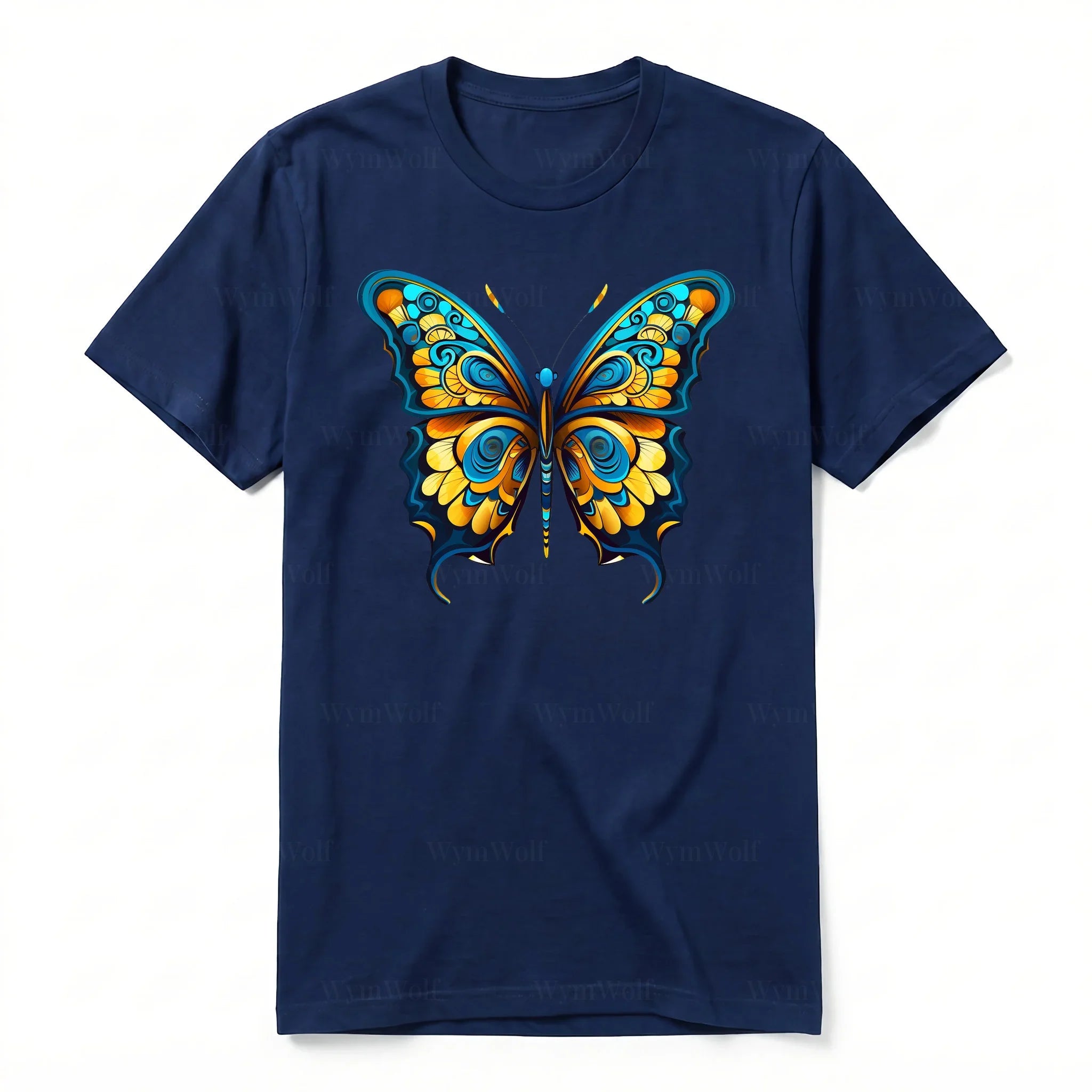 A navy short-sleeve crewneck t-shirt for adult featuring a graphic of a arthropods animal on the front.