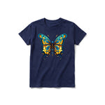 A navy short-sleeve crewneck t-shirt for youth featuring a graphic of a arthropods animal on the front.