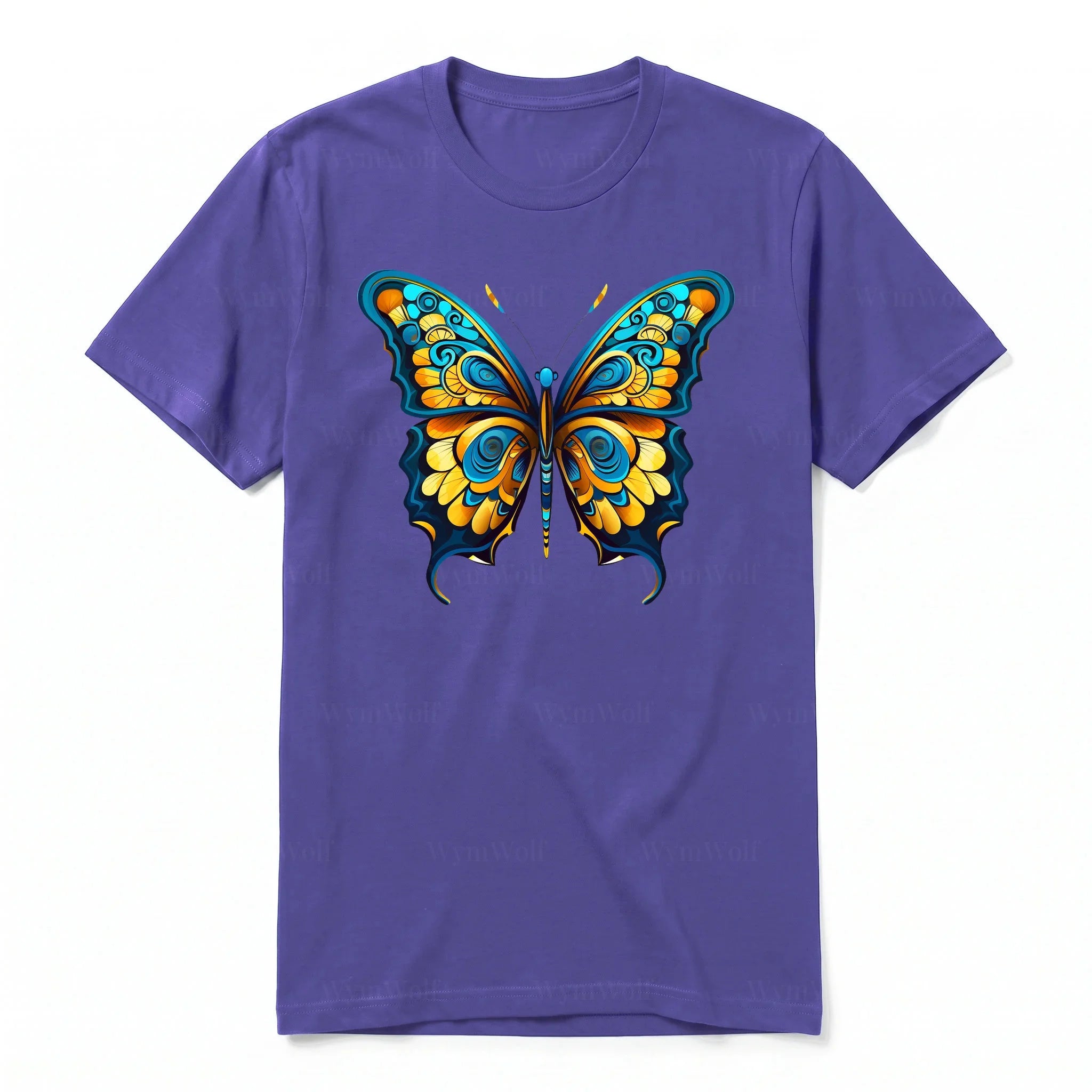 A purple short-sleeve crewneck t-shirt for adult featuring a graphic of a arthropods animal on the front.