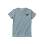 A sage short-sleeve crewneck t-shirt for youth featuring a graphic of a arthropods animal on the left chest.