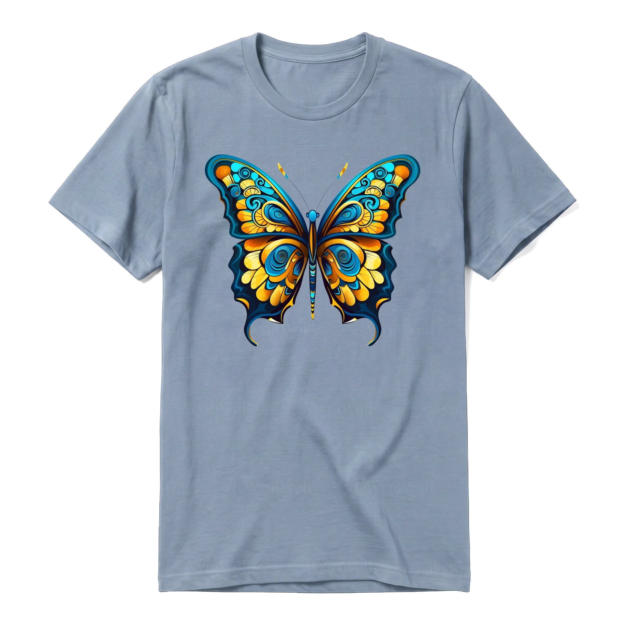 A steel-blue short-sleeve crewneck t-shirt for adult featuring a graphic of a arthropods animal on the front.