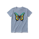 A steel-blue short-sleeve crewneck t-shirt for youth featuring a graphic of a arthropods animal on the front.