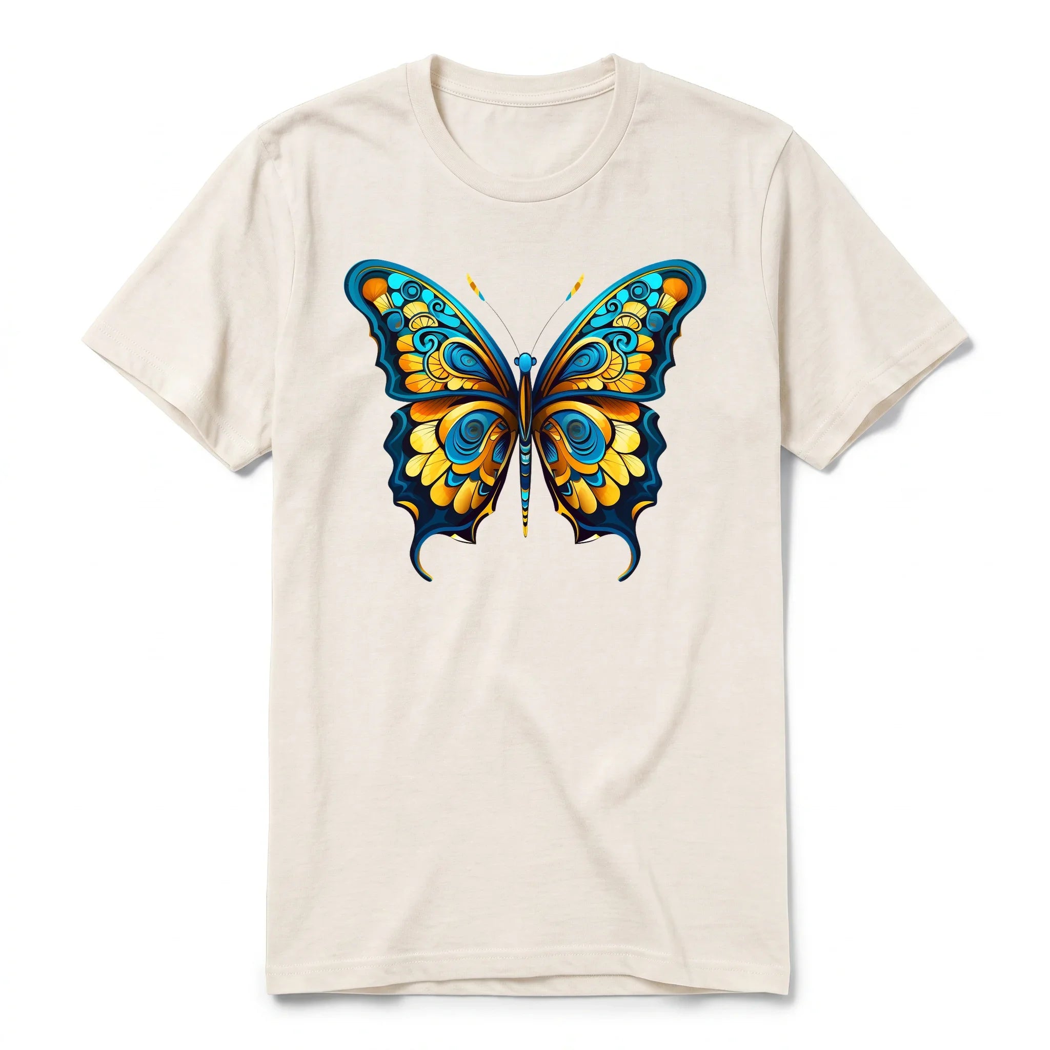 A vintage-white short-sleeve crewneck t-shirt for adult featuring a graphic of a arthropods animal on the front.