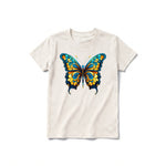 A vintage-white short-sleeve crewneck t-shirt for youth featuring a graphic of a arthropods animal on the front.