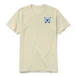 A latte short-sleeve crewneck t-shirt for adult featuring a graphic of a arthropods animal on the left chest.