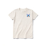 A vintage-white short-sleeve crewneck t-shirt for youth featuring a graphic of a arthropods animal on the left chest.