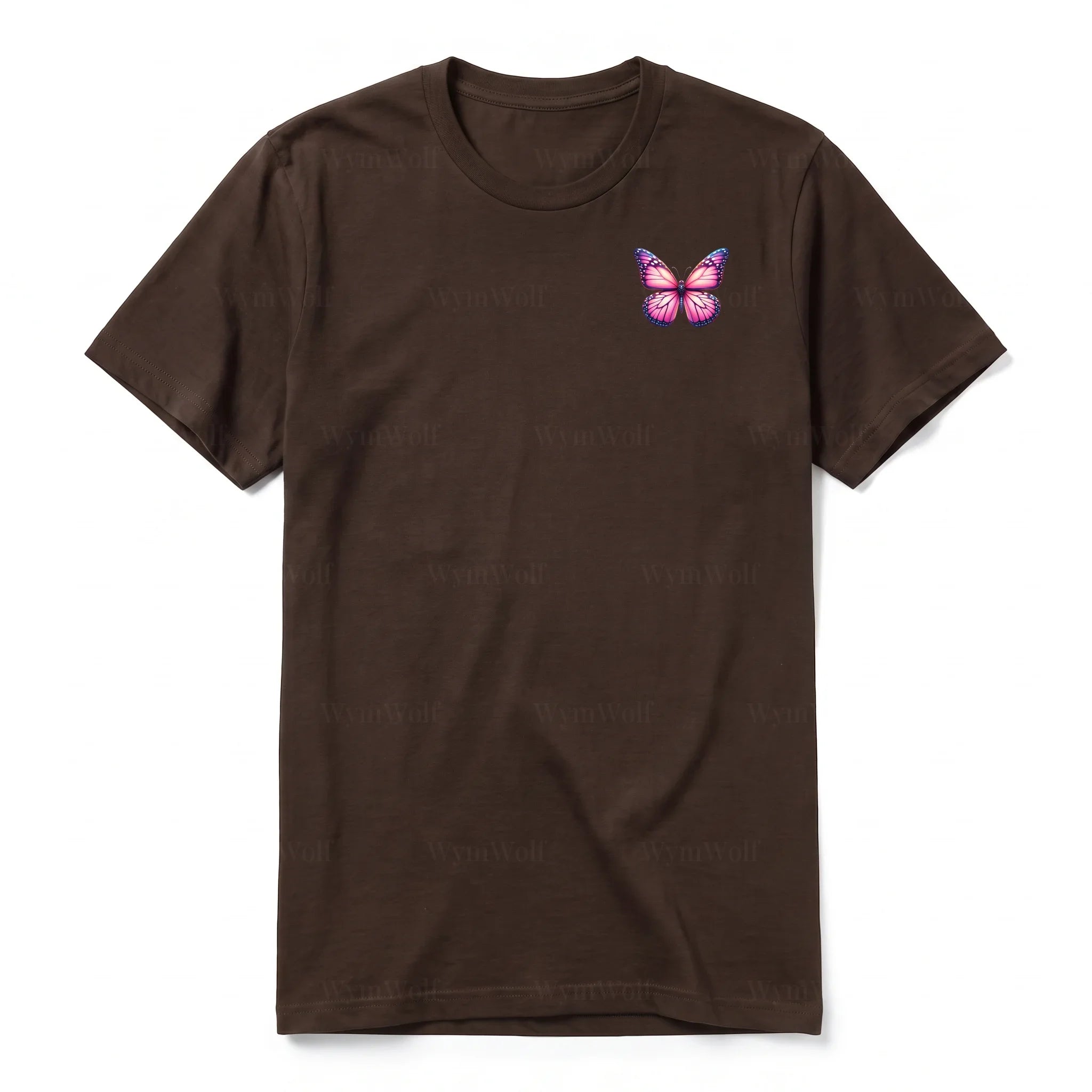 A chocolate short-sleeve crewneck t-shirt for adult featuring a graphic of a arthropods animal on the left chest.