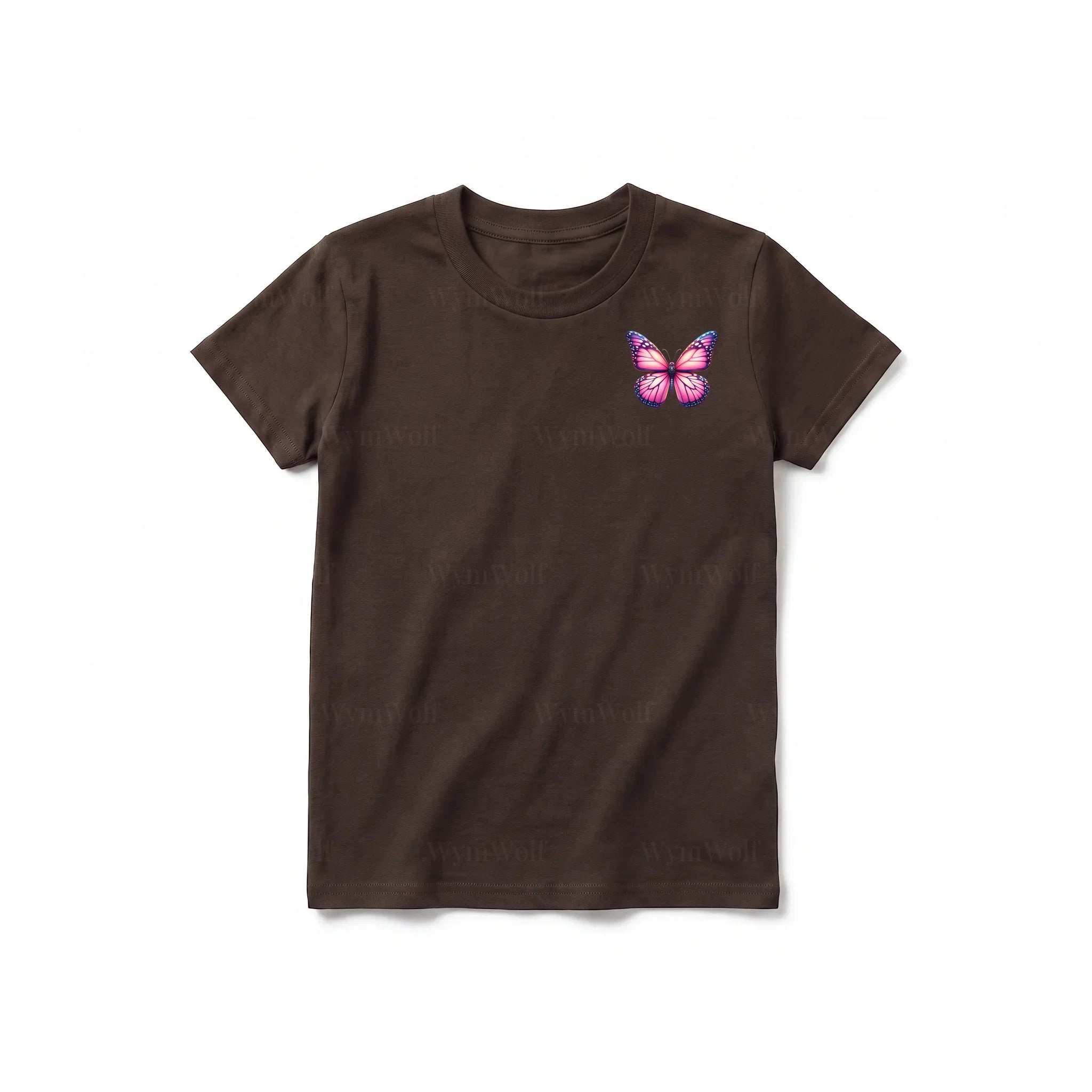 A chocolate short-sleeve crewneck t-shirt for youth featuring a graphic of a arthropods animal on the left chest.