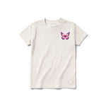 A vintage-white short-sleeve crewneck t-shirt for youth featuring a graphic of a arthropods animal on the left chest.