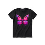 Un T-shirt noir à manches courtes et col rond pour jeune, orné d'un motif représentant un arthropode sur le devant.