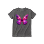 Un T-shirt charbon à manches courtes et col rond pour jeune, orné d'un motif représentant un arthropode sur le devant.