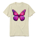 Un T-shirt latte à manches courtes et col rond, orné d'un motif représentant un arthropod sur le devant.