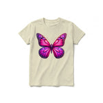Un T-shirt latte à manches courtes et col rond pour jeune, orné d'un motif représentant un arthropode sur le devant.
