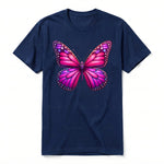Un T-shirt marine à manches courtes et col rond, orné d'un motif représentant un arthropod sur le devant.