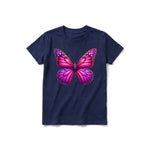 Un T-shirt marine à manches courtes et col rond pour jeune, orné d'un motif représentant un arthropode sur le devant.