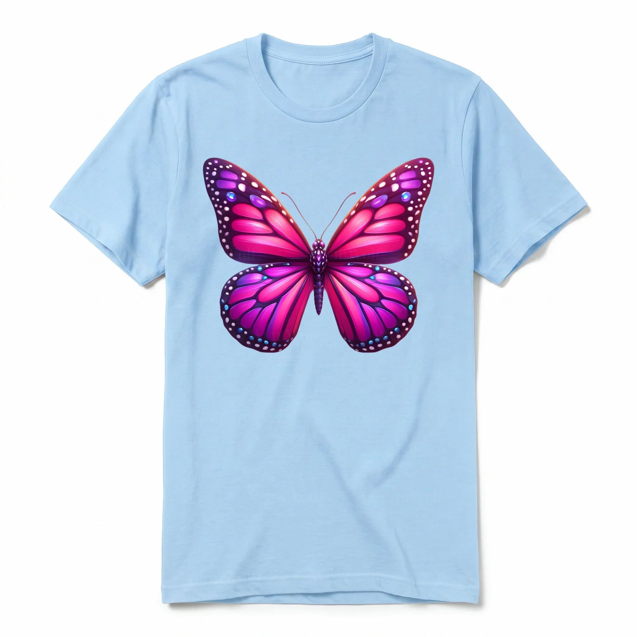 Un T-shirt poudre à manches courtes et col rond, orné d'un motif représentant un arthropod sur le devant.