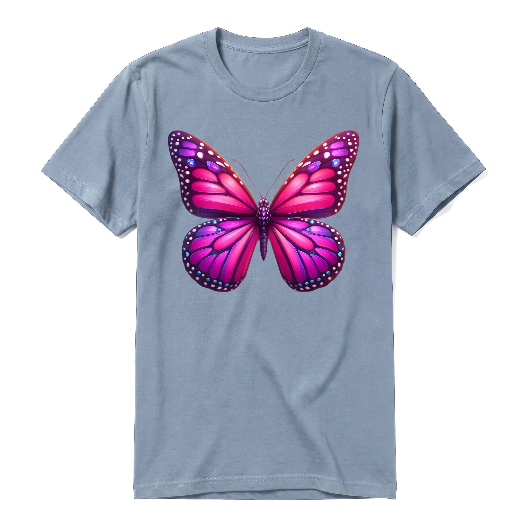 Un T-shirt steel-blue à manches courtes et col rond, orné d'un motif représentant un arthropod sur le devant.