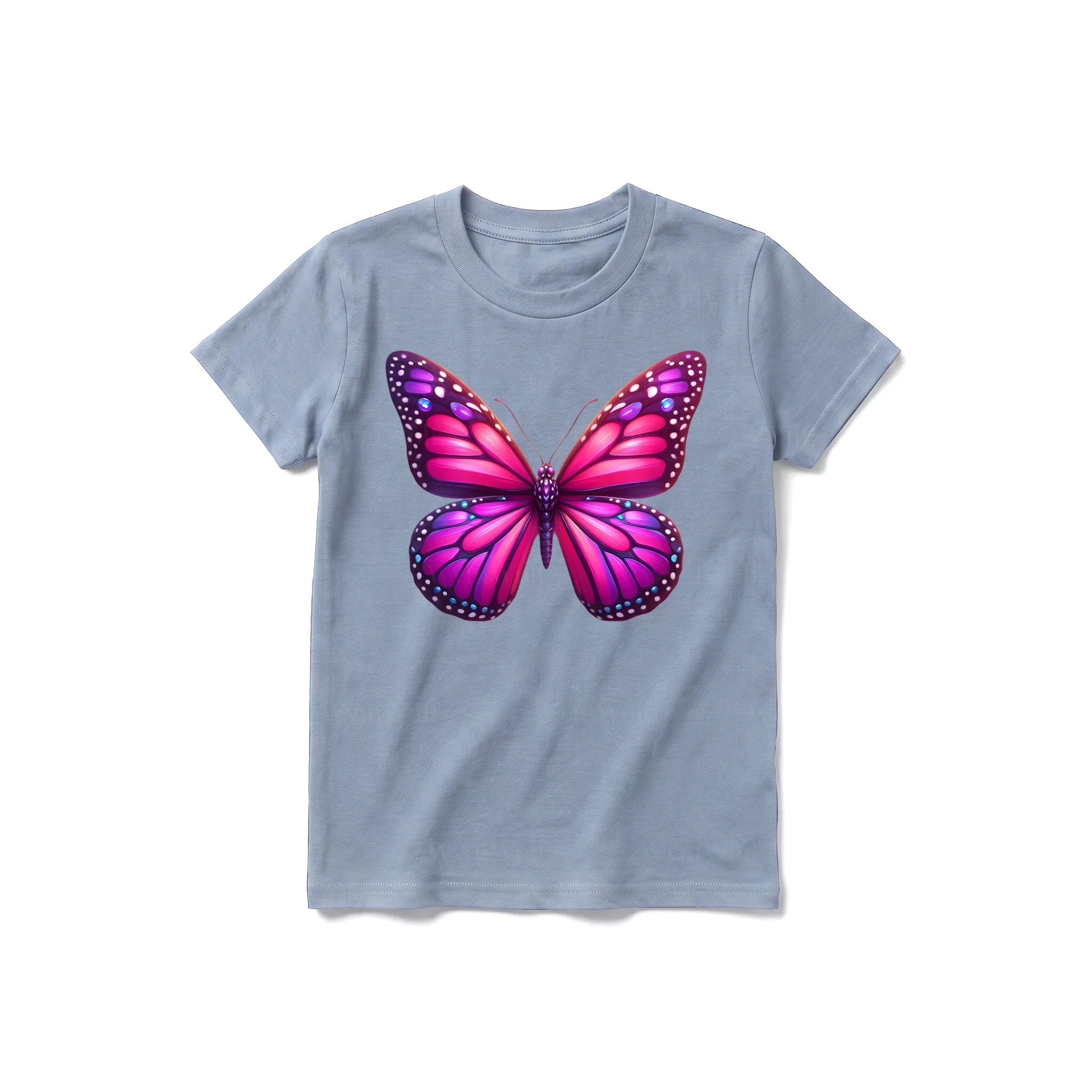 Un T-shirt steel-blue à manches courtes et col rond pour jeune, orné d'un motif représentant un arthropode sur le devant.