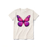 Un T-shirt blanc vintage à manches courtes et col rond pour jeune, orné d'un motif représentant un arthropode sur le devant.