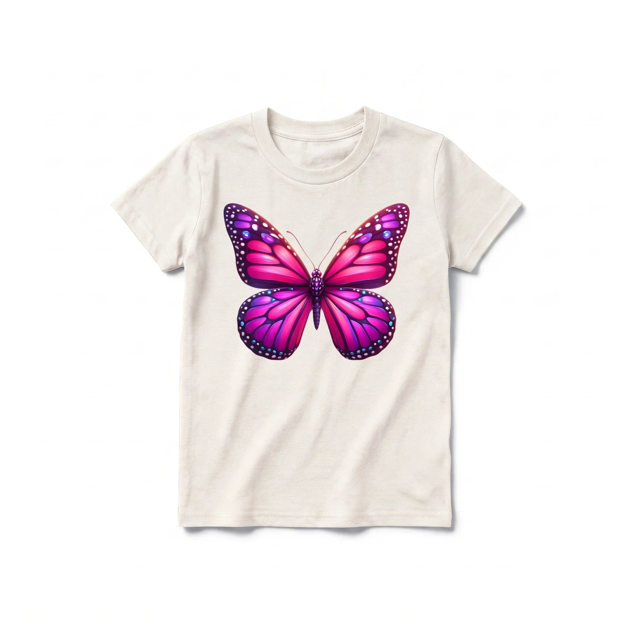 Un T-shirt blanc vintage à manches courtes et col rond pour jeune, orné d'un motif représentant un arthropode sur le devant.