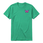 A kelly short-sleeve crewneck t-shirt for adult featuring a graphic of a arthropods animal on the left chest.