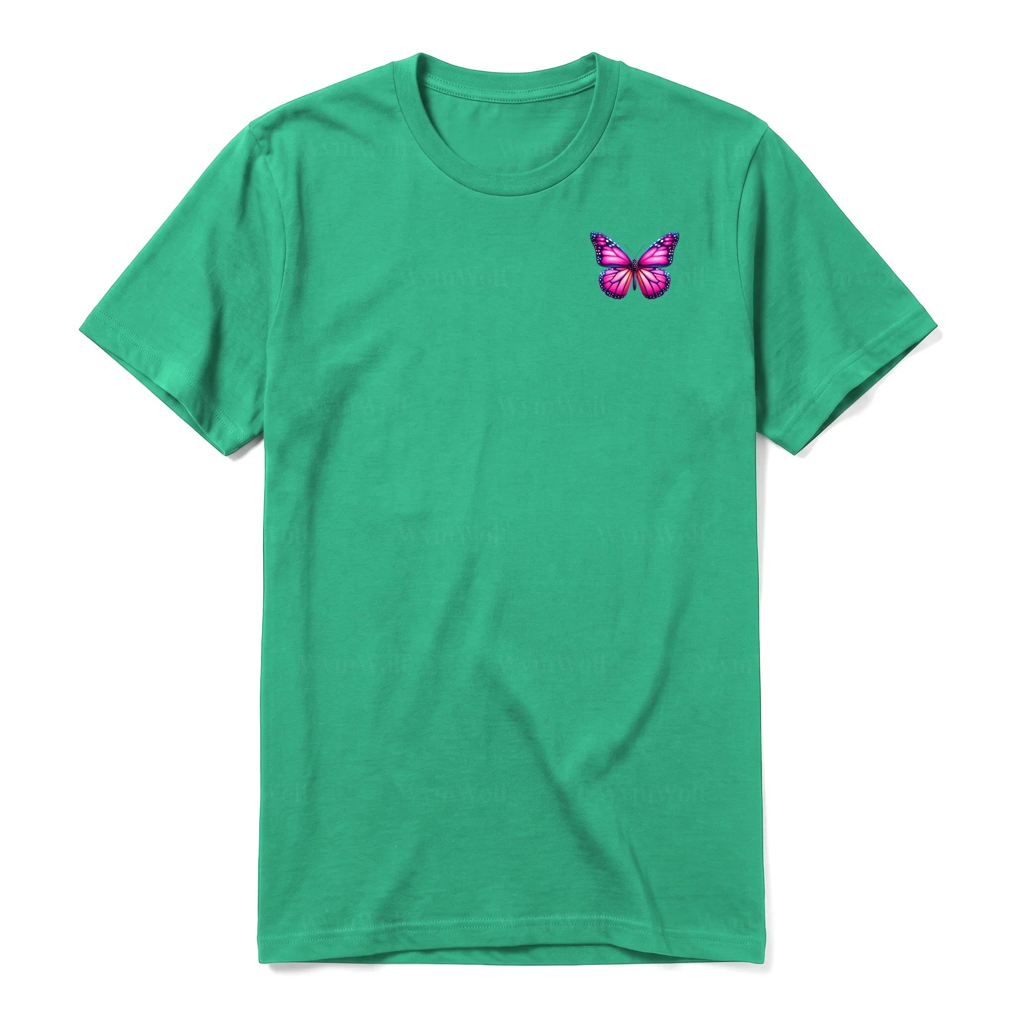 A kelly short-sleeve crewneck t-shirt for adult featuring a graphic of a arthropods animal on the left chest.