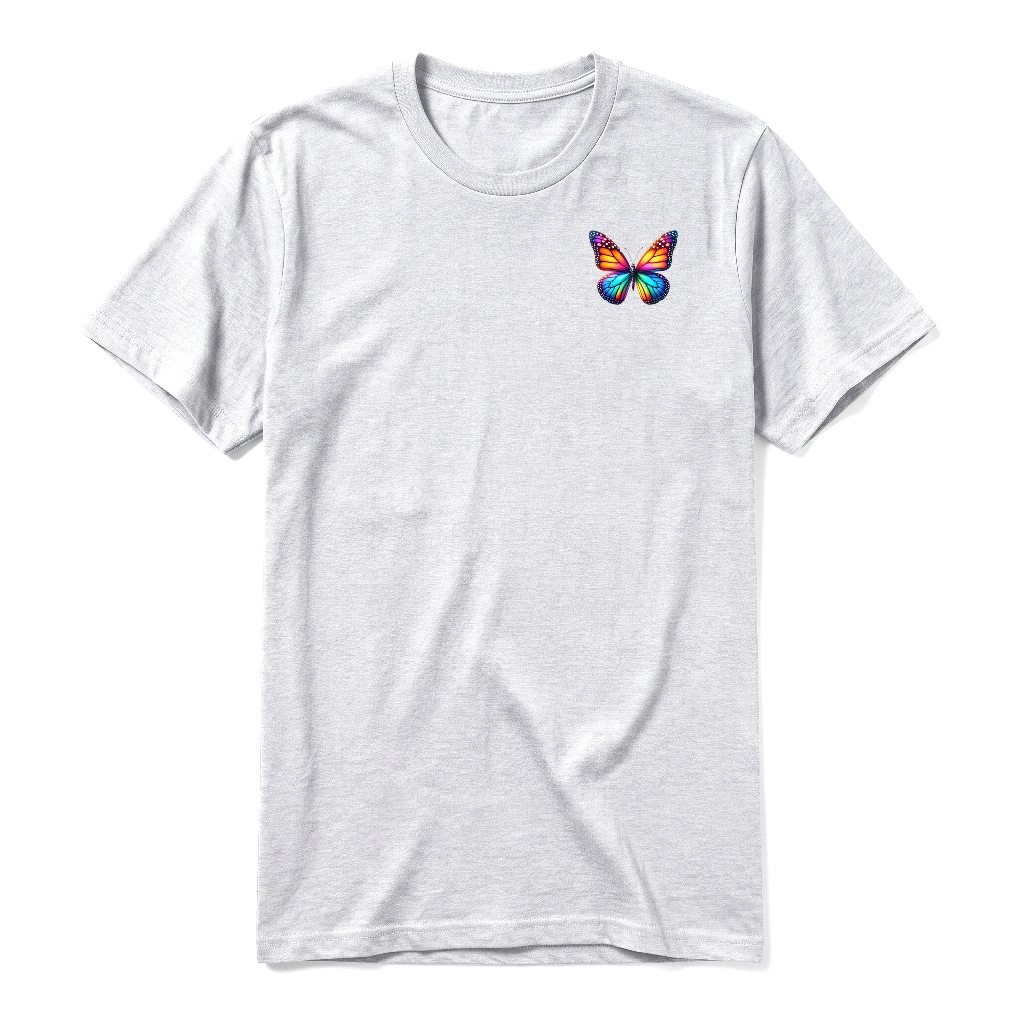 Un T-shirt gris cendré à manches courtes et col rond, orné d'un motif représentant un arthropod sur la poitrine gauche.