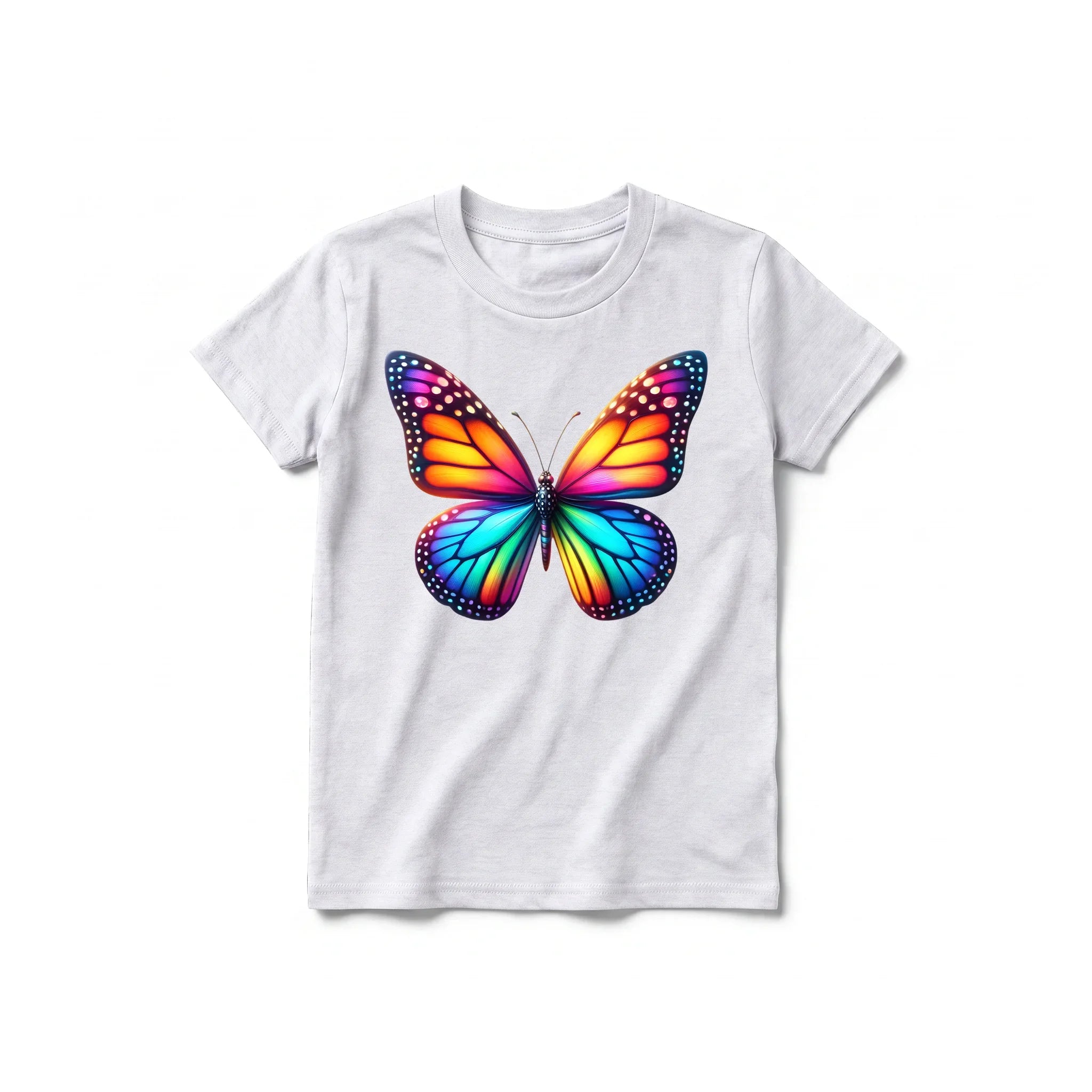 Un T-shirt gris cendré à manches courtes et col rond pour jeune, orné d'un motif représentant un arthropode sur le devant.