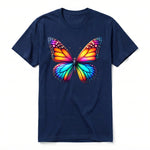 Un T-shirt marine à manches courtes et col rond, orné d'un motif représentant un arthropod sur le devant.