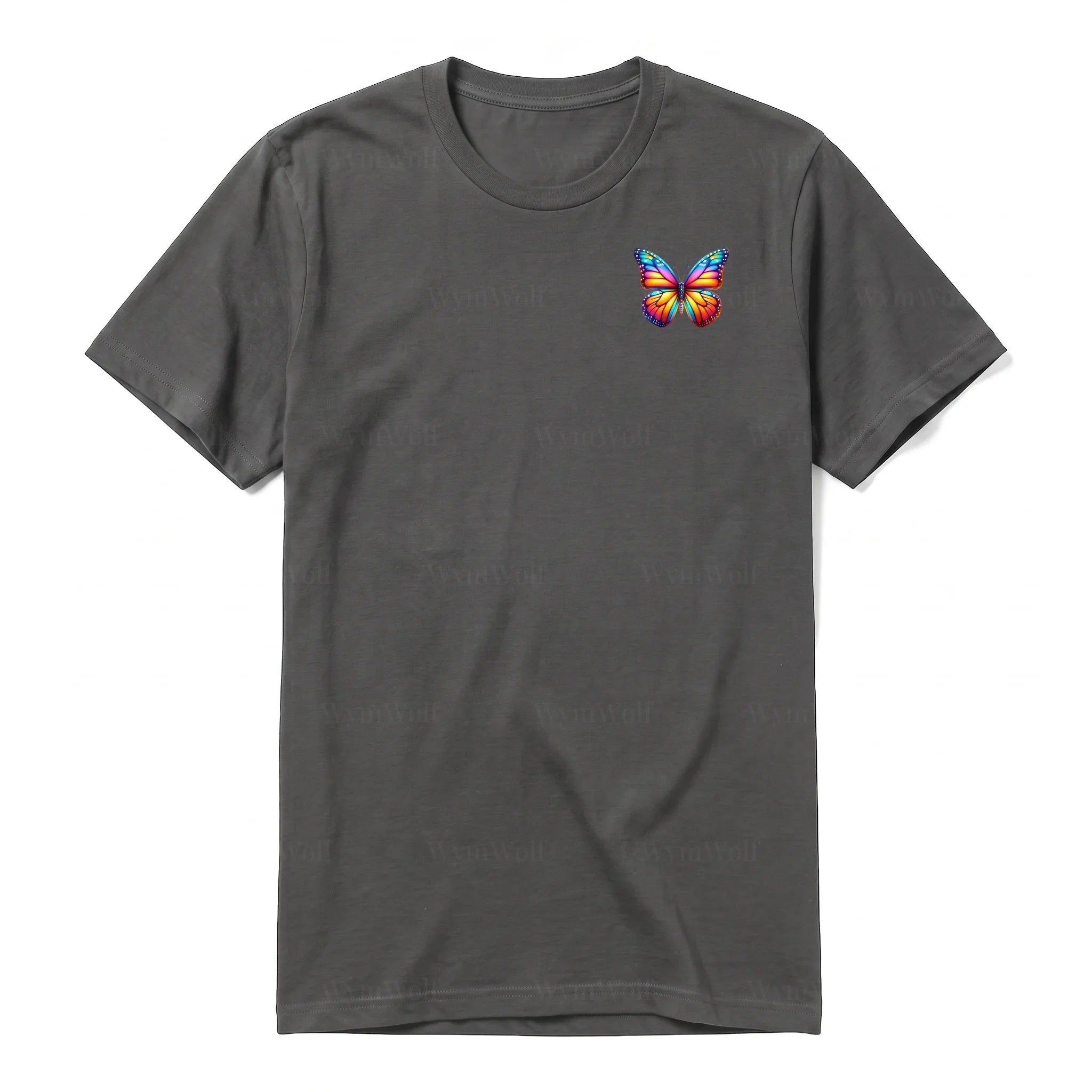 A charcoal short-sleeve crewneck t-shirt for adult featuring a graphic of a arthropods animal on the left chest.