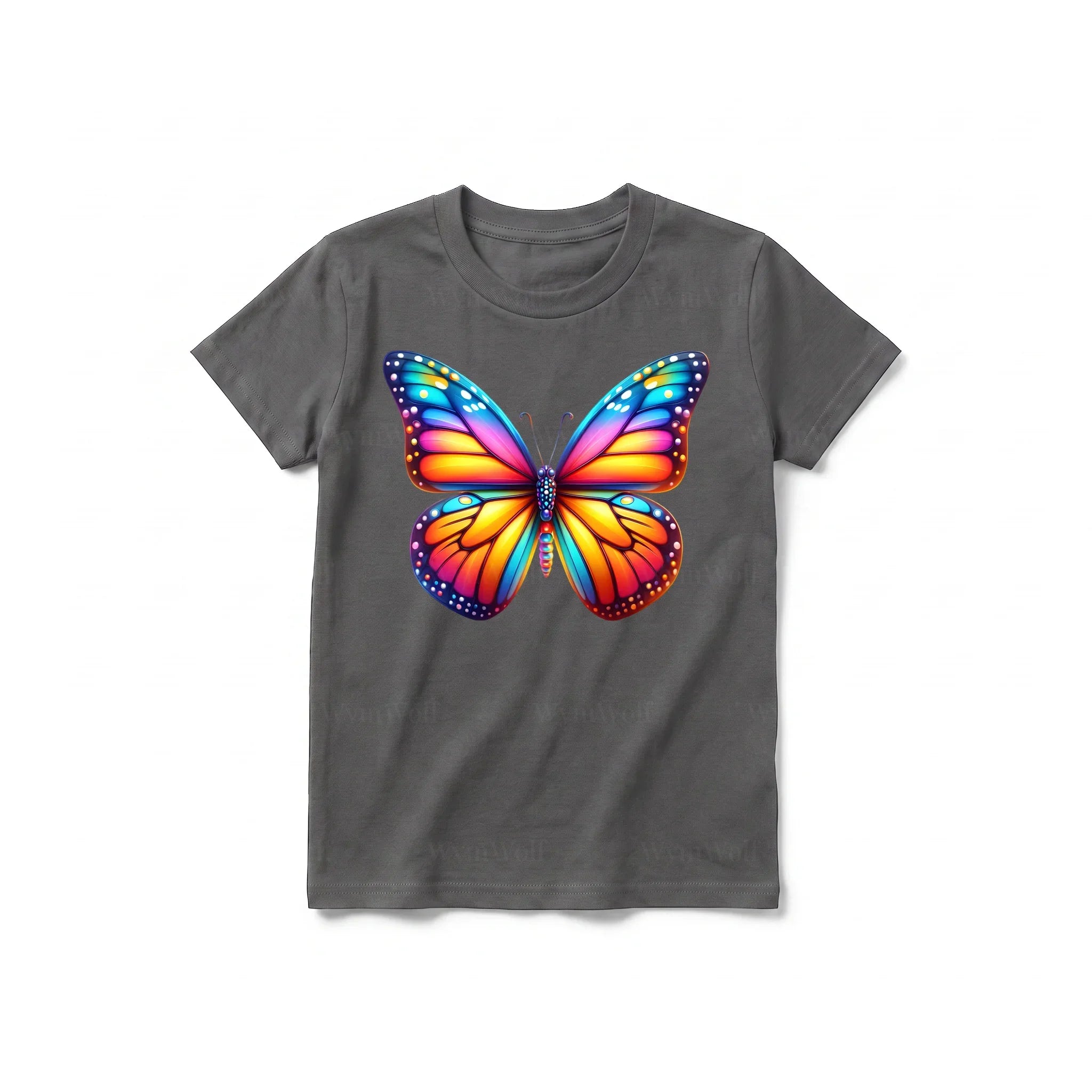 A charcoal short-sleeve crewneck t-shirt for youth featuring a graphic of a arthropods animal on the front.