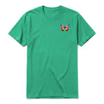 A kelly short-sleeve crewneck t-shirt for adult featuring a graphic of a arthropods animal on the left chest.