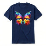 Un T-shirt marine à manches courtes et col rond, orné d'un motif représentant un arthropod sur le devant.