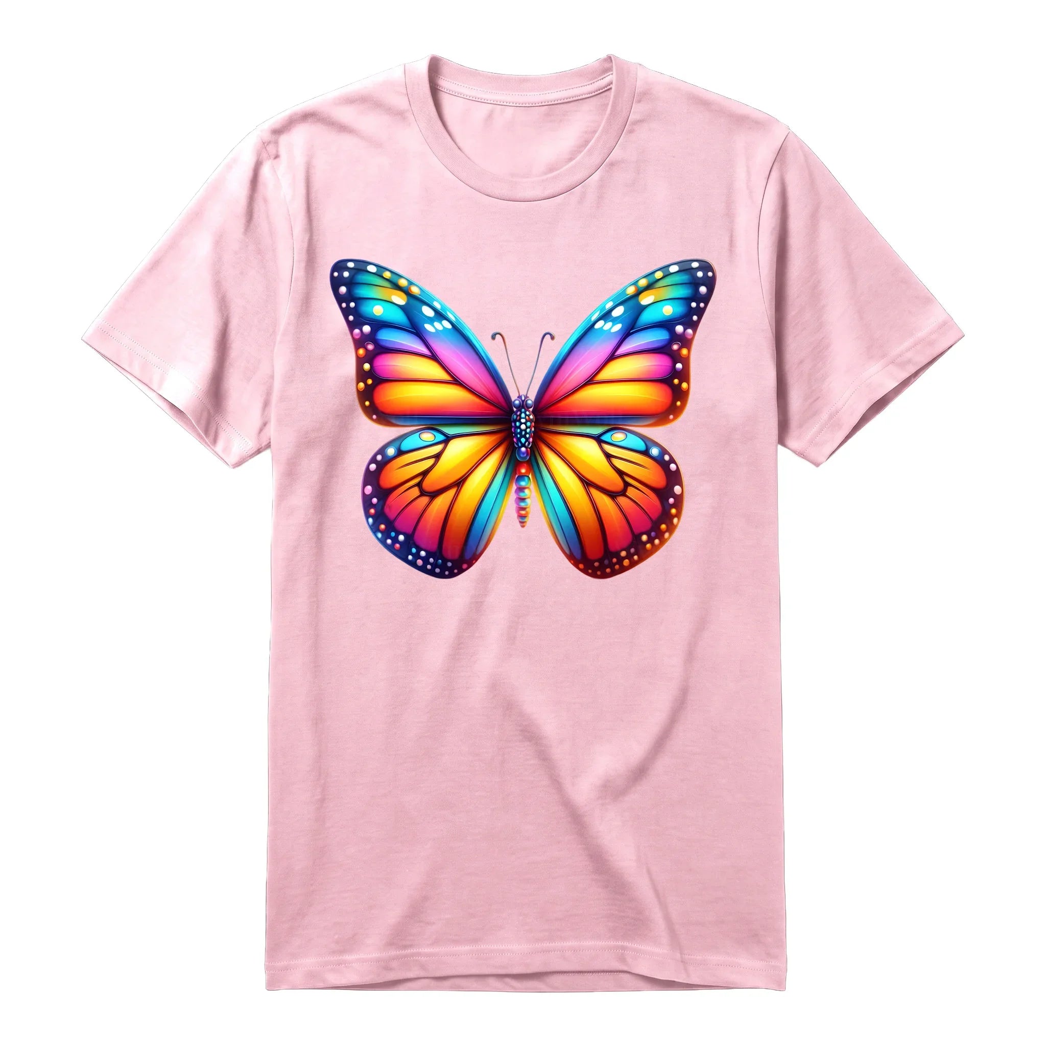 A pink short-sleeve crewneck t-shirt for adult featuring a graphic of a arthropods animal on the front.