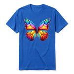 Un T-shirt royal à manches courtes et col rond, orné d'un motif représentant un arthropod sur le devant.